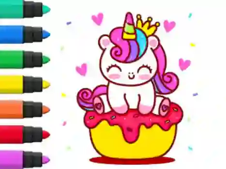 Coloring Book: Unicorn Cupcake — безкоштовна онлайн гра