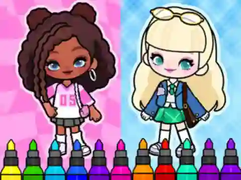 Coloring Book: Aha World Sporty Girl — безкоштовна онлайн гра