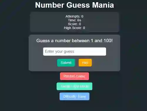 Number Guess Mania — безкоштовна онлайн гра